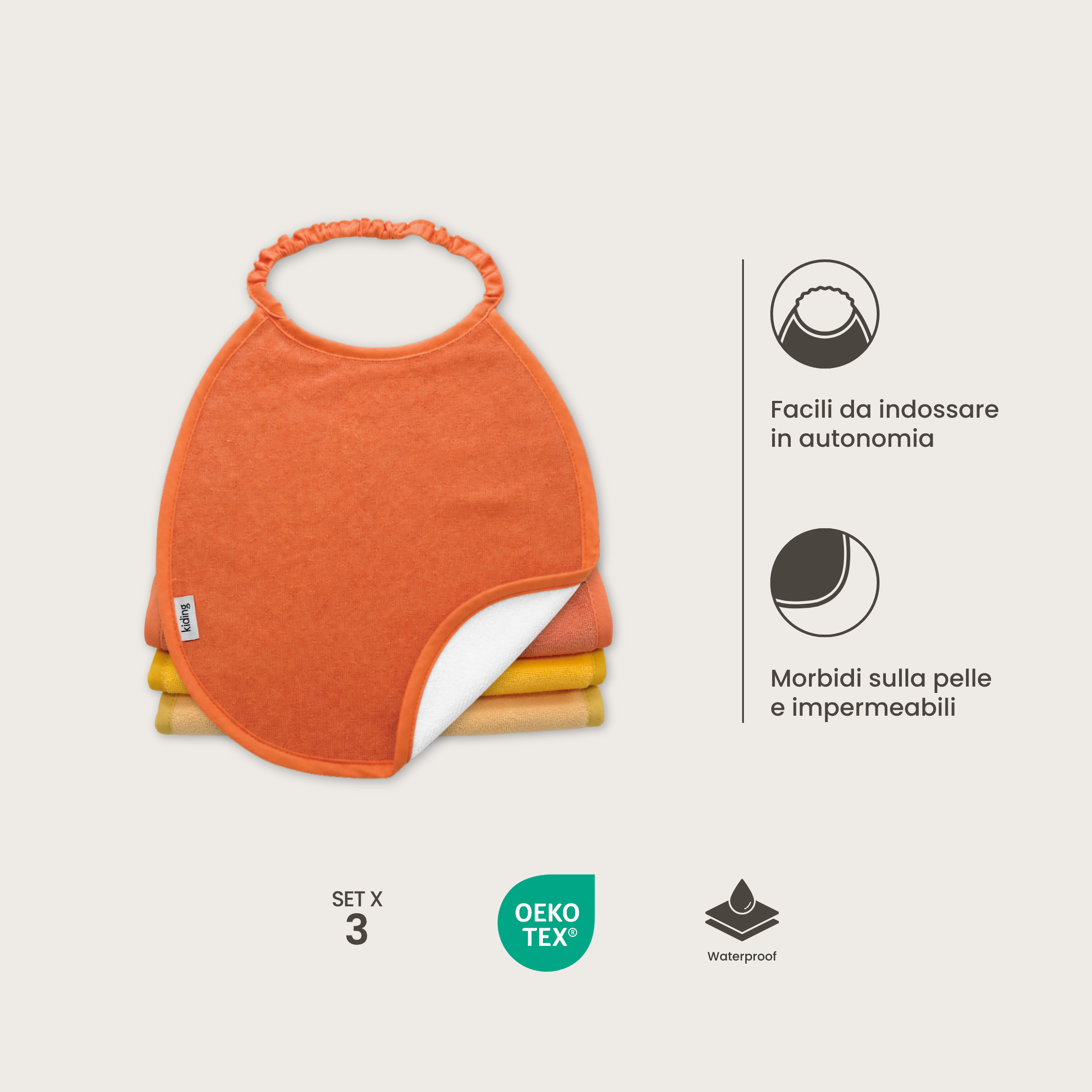 Bavaglini con elastico - Set da 3