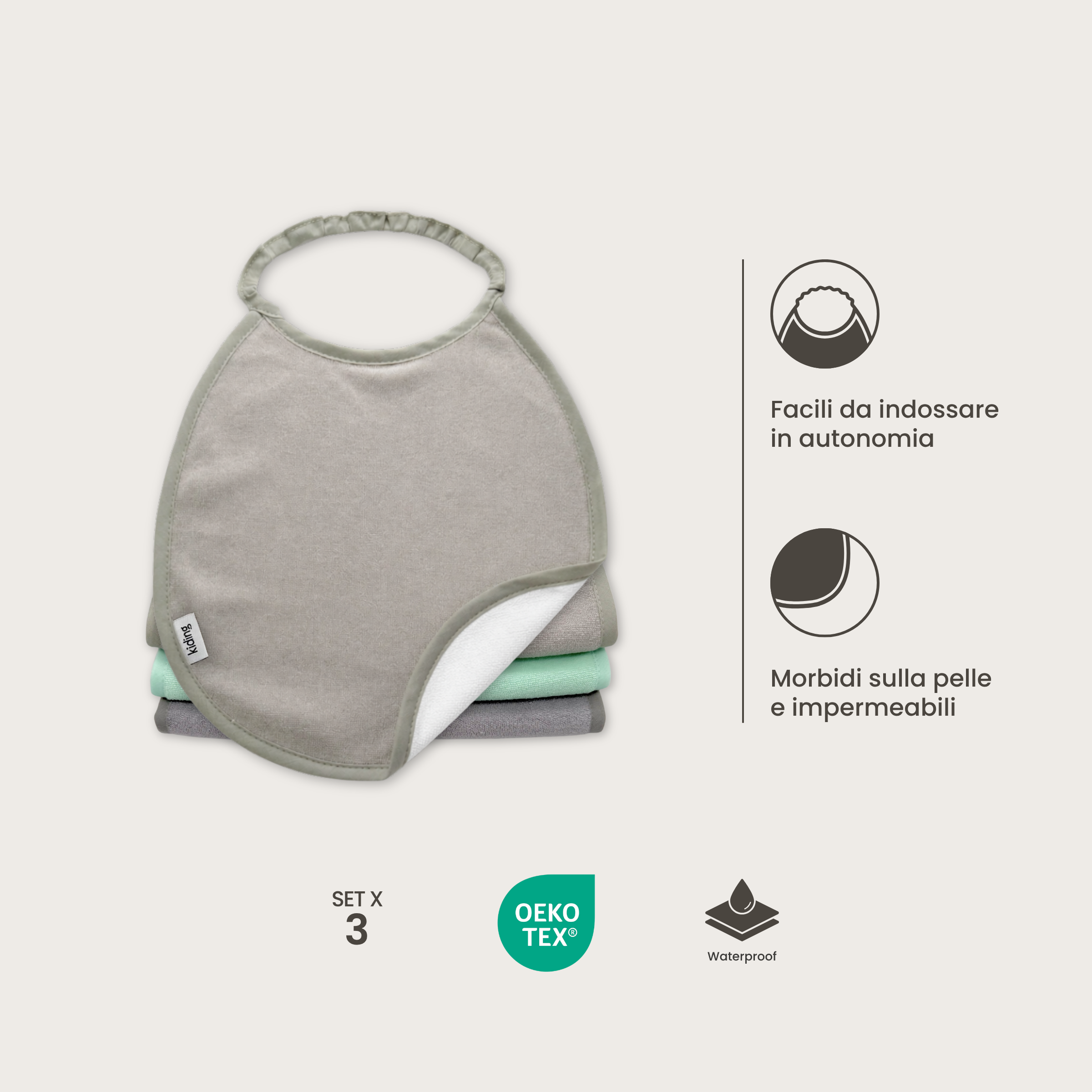 Bavaglini con elastico - Set da 3